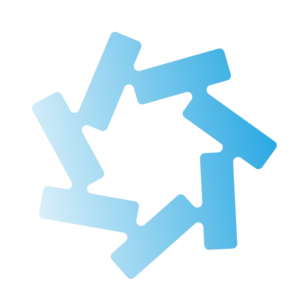 b1 Abstract blue star-shaped logo made of interlocking rectangular bars in a circular pattern