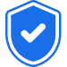 Frame 1597887368 Blue shield with a checkmark, representing verification or security