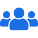 Frame 1597887369 Group of three blue user icons representing a team or group of people