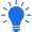 Blue lightbulb icon representing an idea or tip