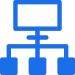 Vector1 Organizational chart icon showing a top box connected to a vertical line that branches into several lower boxes, representing a hierarchy.