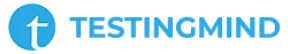 logo TestingMind logo: blue circle with white 't' icon, followed by bold blue 'TESTINGMIND' text.