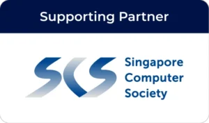 Supporting Partner badge featuring the Singapore Computer Society logo and name on a white background.
